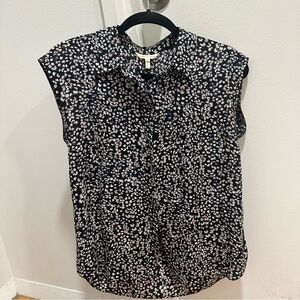 Rebecca Taylor Black and White Floral Blouse